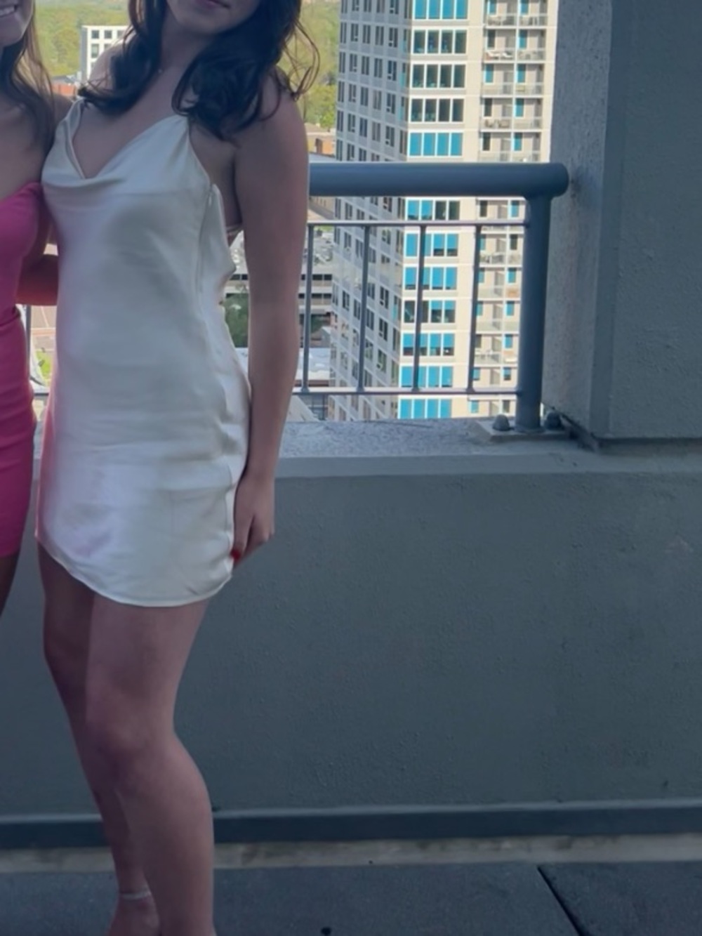 Lovers + Friends Ivory Satin Cowl Neck Mini Dress